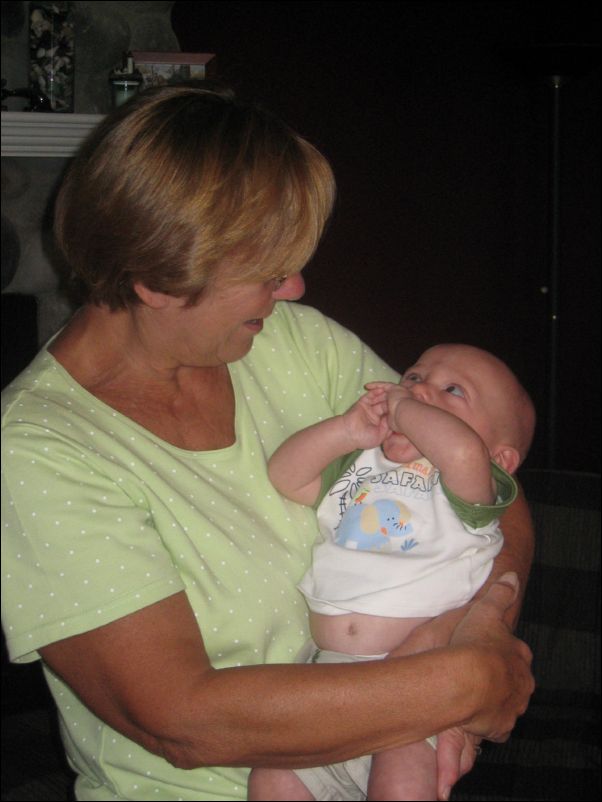 Mrs. Krebs holding Owen
